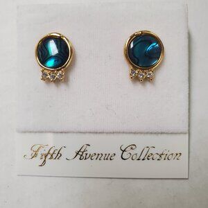 Fifth Avenue Collection (Butler) Genuine Paua Shell 14K Post Earrings